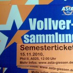 Plakat zur Semesterticket Vollversammlung